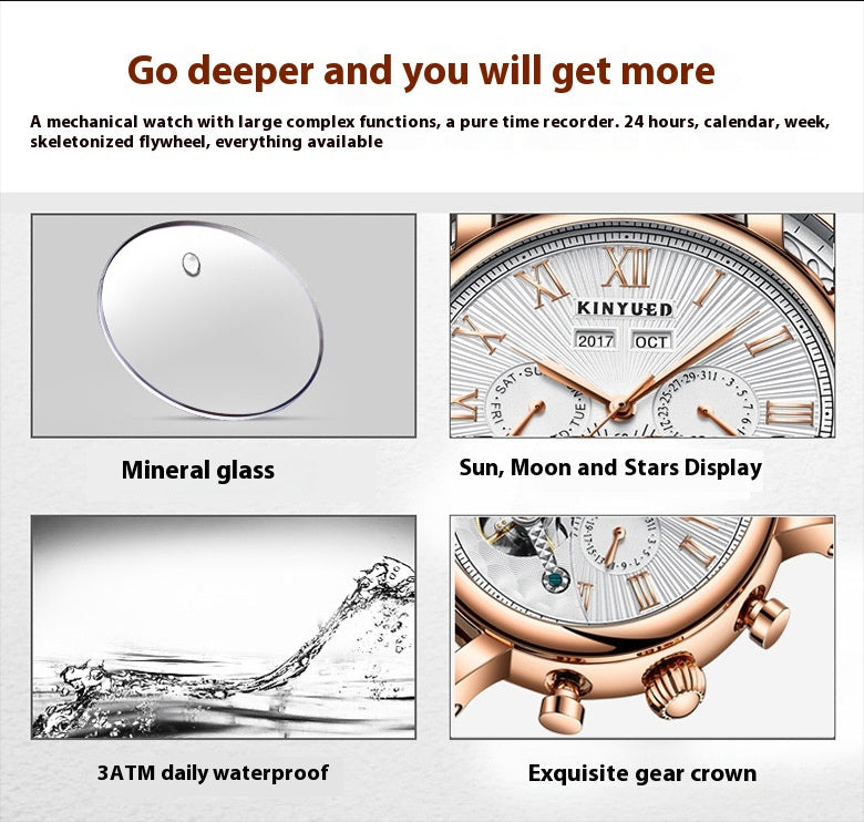 KINYUED Man Business Casual Automatic Tourbillon Leather Band Watch - Acquisti Online