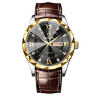 BINBOND Top Brand Luxury Fashion Men's Quartz Watch Waterproof Week Date Watch Men's Sports Watch Stainless Steel Quartz Wristwatch Genuine Leather Men's Waterproof Leisure watch