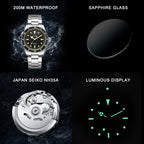 CADISEN Mens Automatic Watch Mechanical NH35 Movement Waterproof Sapphire Glass Casual Business Watches