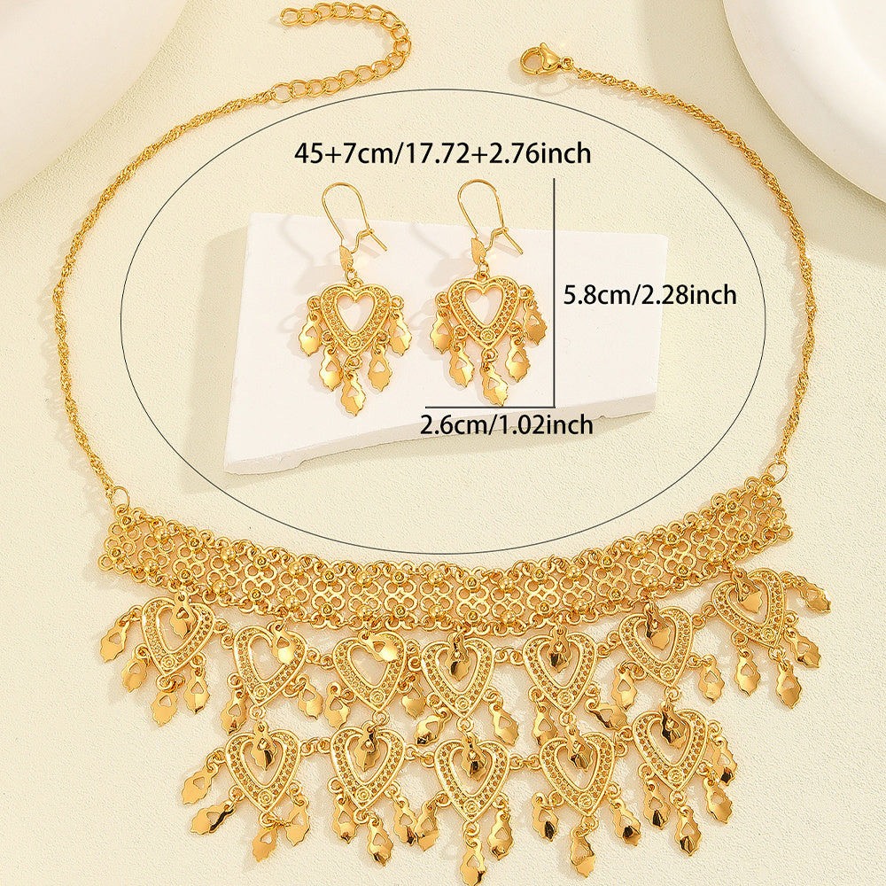 Heart-shaped Necklace Earrings Bridal Jewelry Suit