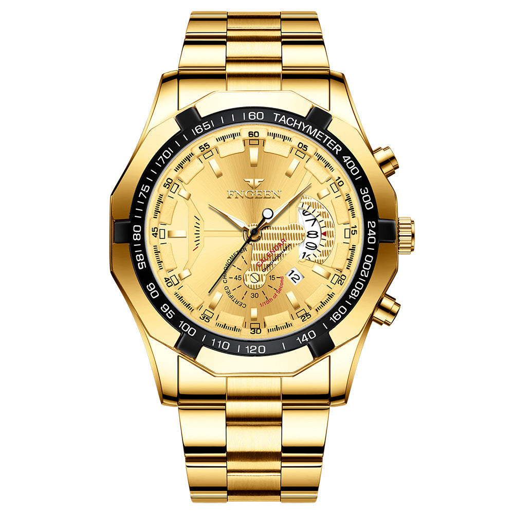 Orologio da Uomo Fngeen Impermeabile Movimento Automatico al Quarzo Luminoso Cinturino in Acciaio Orologio da Uomo Elegante per il Business