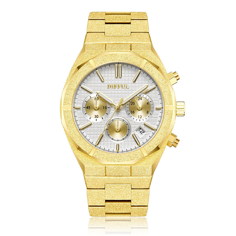 DIFFUL Men's Luxury Fashion Watch Automatic Quartz Movement Steel Strap Waterproof Man Watch - Acquisti Online