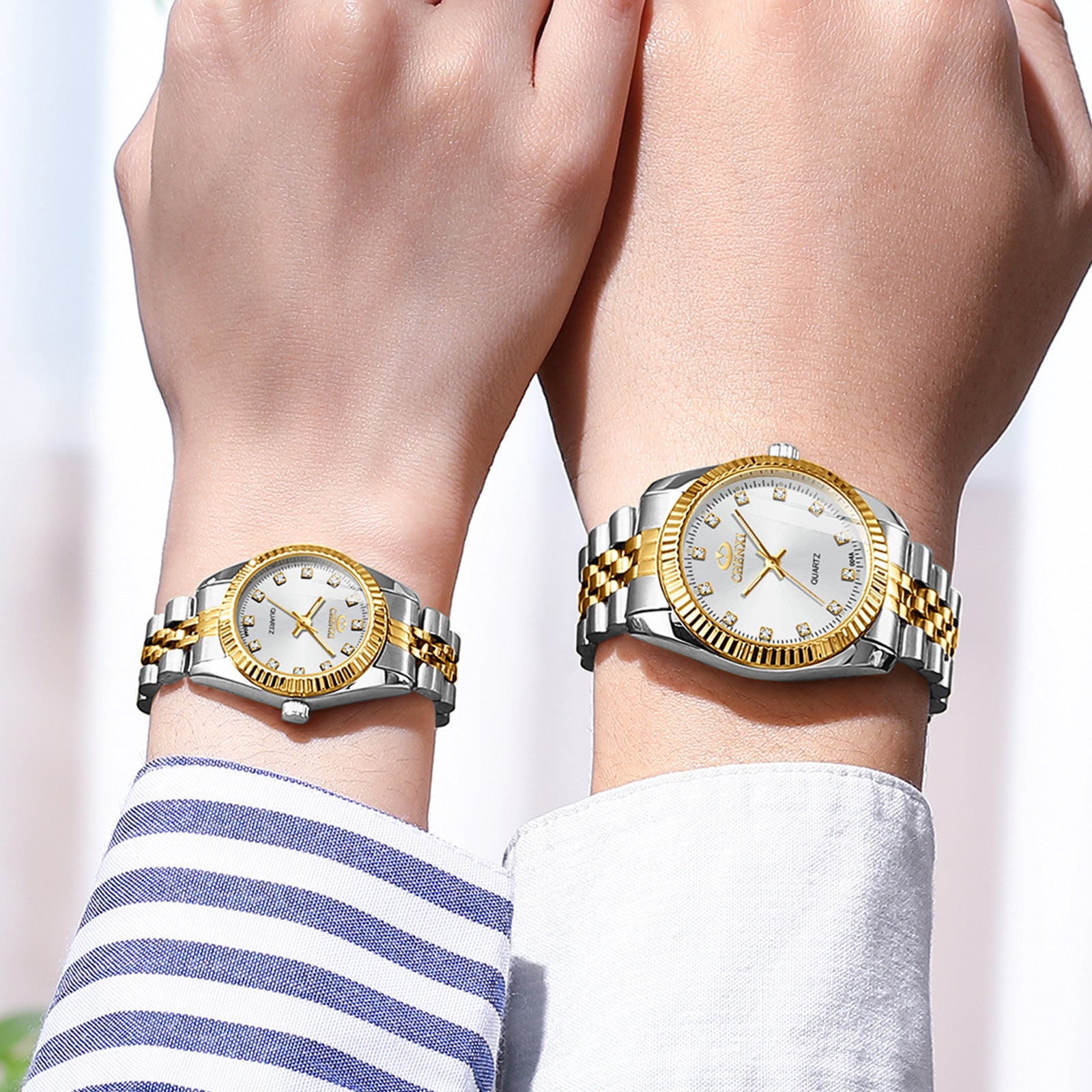 Men's and women's Quartz Rhinestone Simple Steel Belt Watch