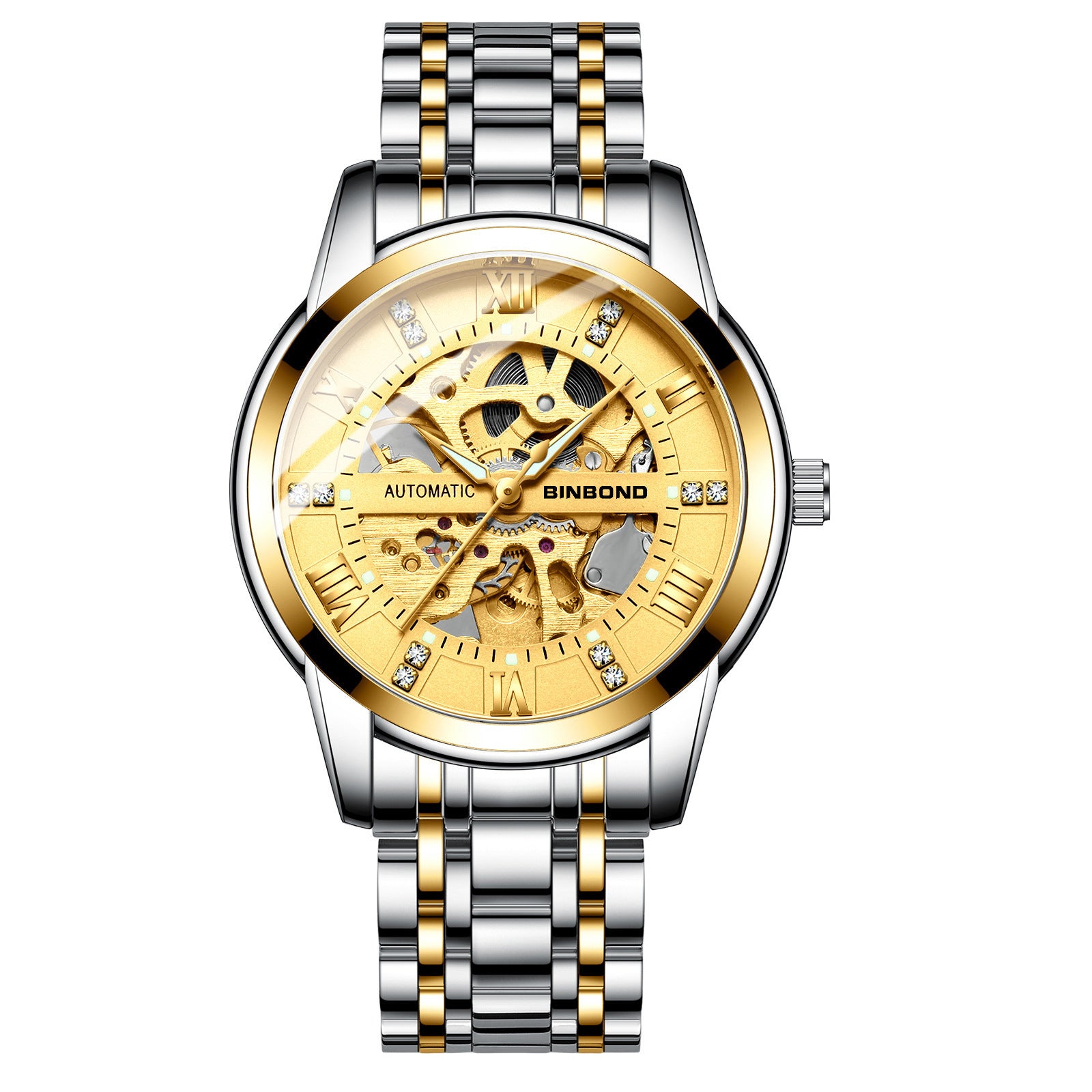 Men's Automatic Mechanical Watch Hollow Luminous Waterproof Simple Fashion Top Brand Stainless Steel Men's Watch - Acquisti Online