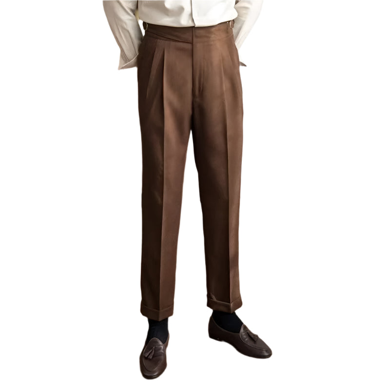 Heren modieuze zakelijke casual formele broek effen kleur recht hoge taille vintage veelzijdige heren casual broek