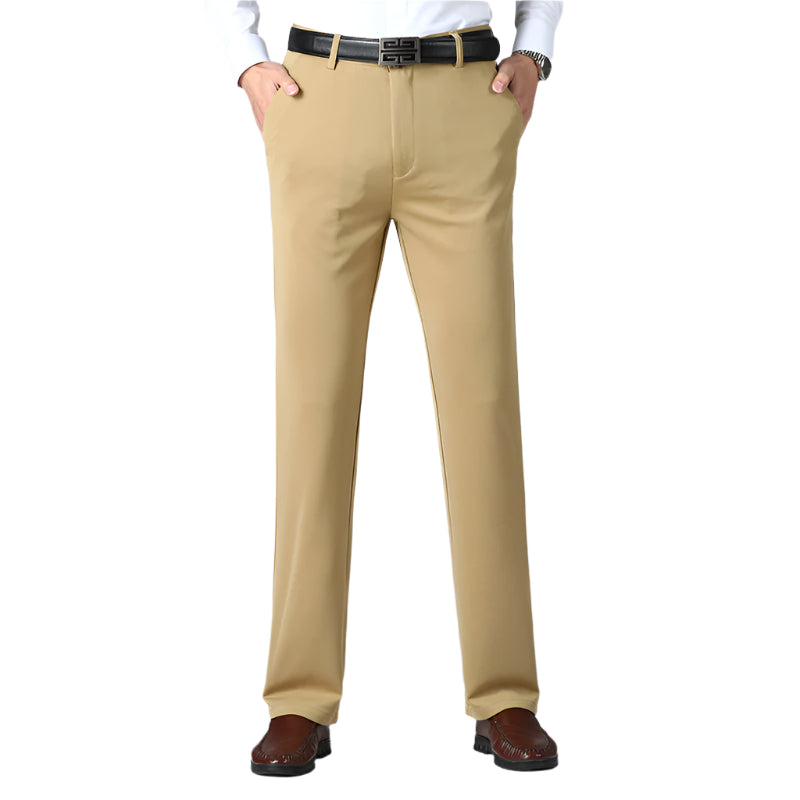 Heren modieuze zakelijke casual formele broek effen kleur hoge elasticiteit losse rechte heren casual formele broek