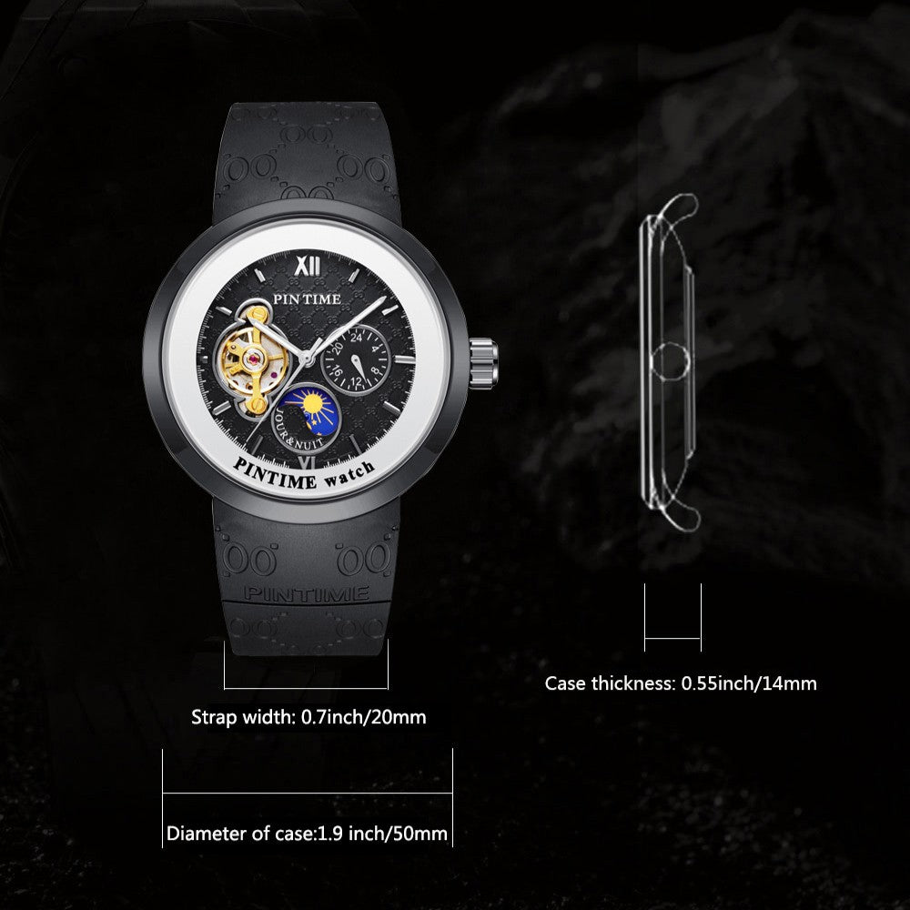 Orologio meccanico automatico da uomo a tre indicatori, impermeabile