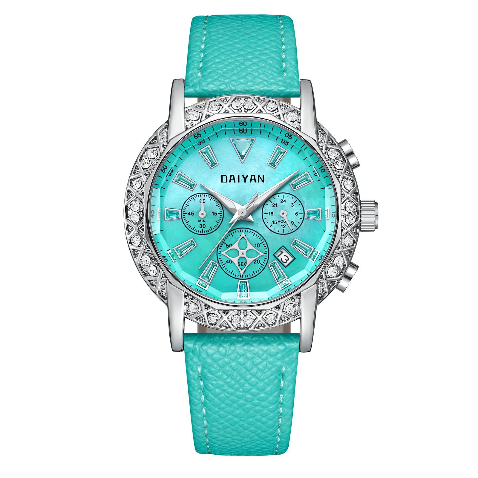 Women's Luxury Rhinstone Crafted Stainless Steel Waterproof Quartz Watch Original Leather Women's Quartz Watch - Acquisti Online