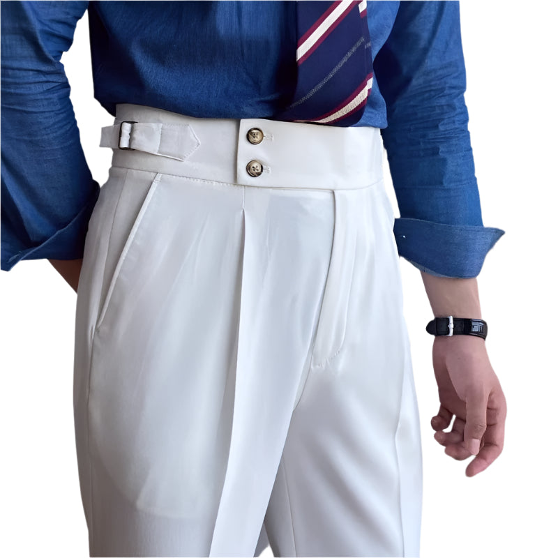 Men's Fashionable Business Casual Formal Pants Solid Color High Waist Straight Men's Business Suit Casual Pants - Acquisti Online