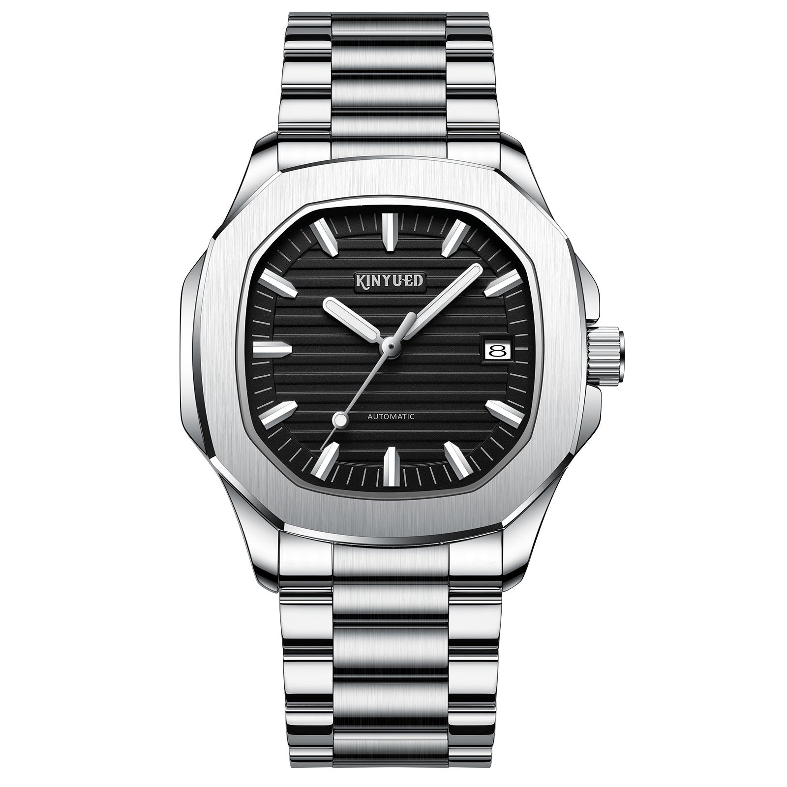 KINYUED Nuovo Arrivo Uomo Orologio Meccanico Cinturino in Acciaio Inossidabile Minimalista Business Orologio Quadrato Impermeabile
