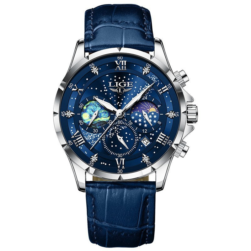 LIGE 89107 Man Business Casual Sports Leather Band Watch - Acquisti Online