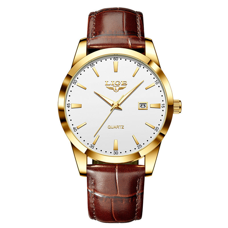 LIGE LG8970 Men's Chronograph Leather Strap Luxury Watches - Acquisti Online