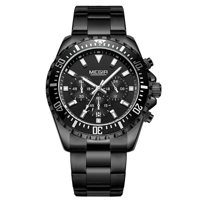 MEGIR MG2064 Fashion Business Chronograp Steel Band Man Watch