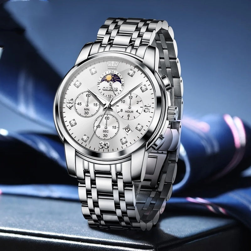 OLEVS Luxury Brand Men's Watches Waterproof Calendar Diving Quartz Movement Multifunction Wristwatch