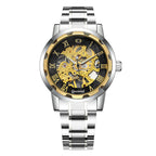 Men Mechanical Watch Top Brand Luxury Leather Gucamel Design Hand Winder Wrist Skeleton Watches - Acquisti Online