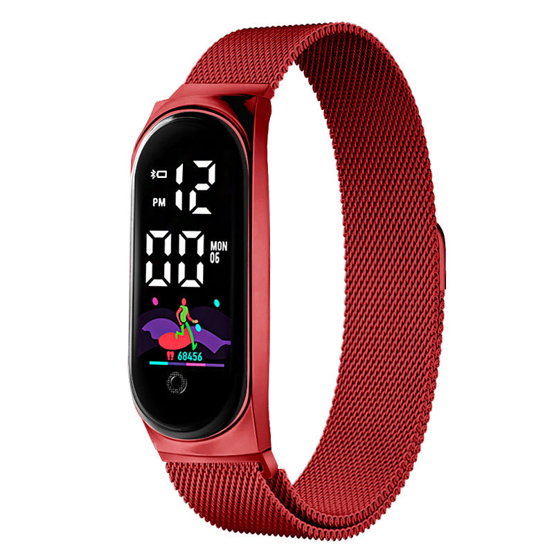 Modieus slim digitaal horloge, roestvrijstalen mesh-riem, digitaal horloge, fitnesstracker, slimme herinnering, digitaal horloge