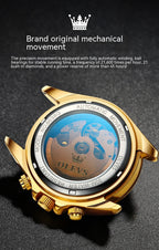 Olevs Men's Fashionable Business Casual Watch Luminous Waterproof Multifunctional Steel Band Automatic Watch