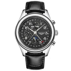 Orologio automatico Guanqin da uomo, a carica automatica, in acciaio inossidabile, in pelle, impermeabile, meccanico, con zaffiro.