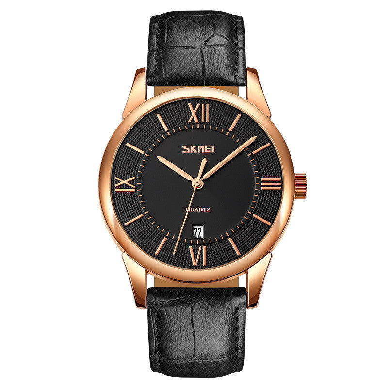 Orologi da polso da uomo Skmei al quarzo, impermeabili, in acciaio inossidabile, con cinturino in pelle originale, di lusso, impermeabili