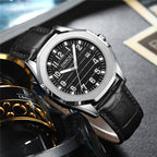 Orologio da uomo CRRJU 5022 casual da lavoro con cinturino in pelle