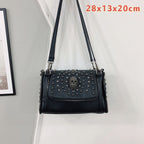 Women's fashion Skull Bag Rivet Large Capacity Shoulder Pillow Bag