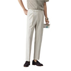 Fashion Seersucker Men's Pants Thin Straight Loose