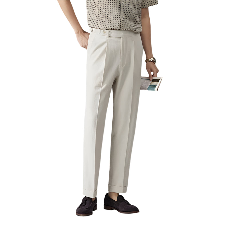 Fashion Seersucker Men's Pants Thin Straight Loose