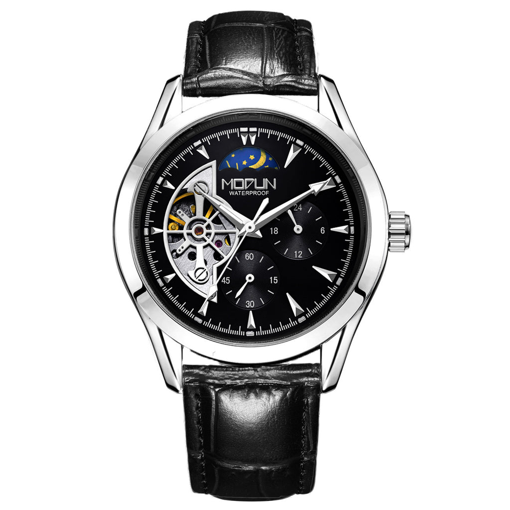 Orologio meccanico automatico da uomo a sei lancette e tre contatori