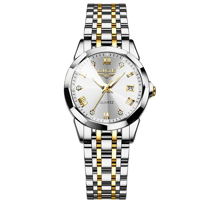 LIGE Top Luxury Elegant Watch for Women Waterproof Luminous Date Ladies Watch Stainless Steel Quartz Women's Watches