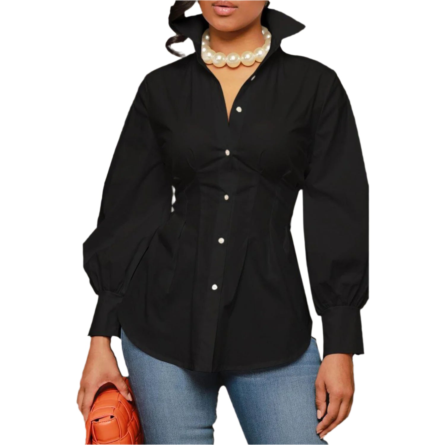 Dames slim fit overhemd met knoopjes