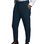 Men's Fashionable Business Casual Formal Pants Solid Color Mid Waist Linen Pocket Flat Comfortable Breathable Men's Pants