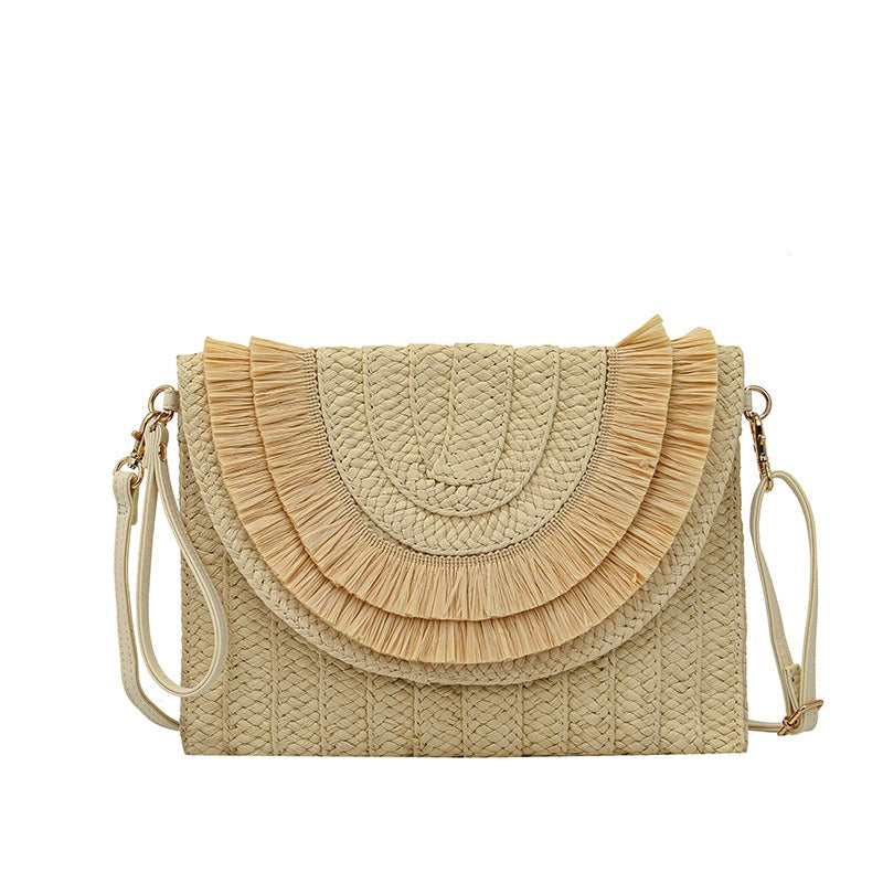 Fashion Woven shoulder bag Crossboday portable bag Straw Handbag Handmade Handbags Purse Straw Weaven Bags - Acquisti Online