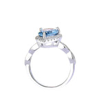 Ring met gekleurde edelstenen voor dames, S925 sterling zilver, oceaanblauw temperament, commute