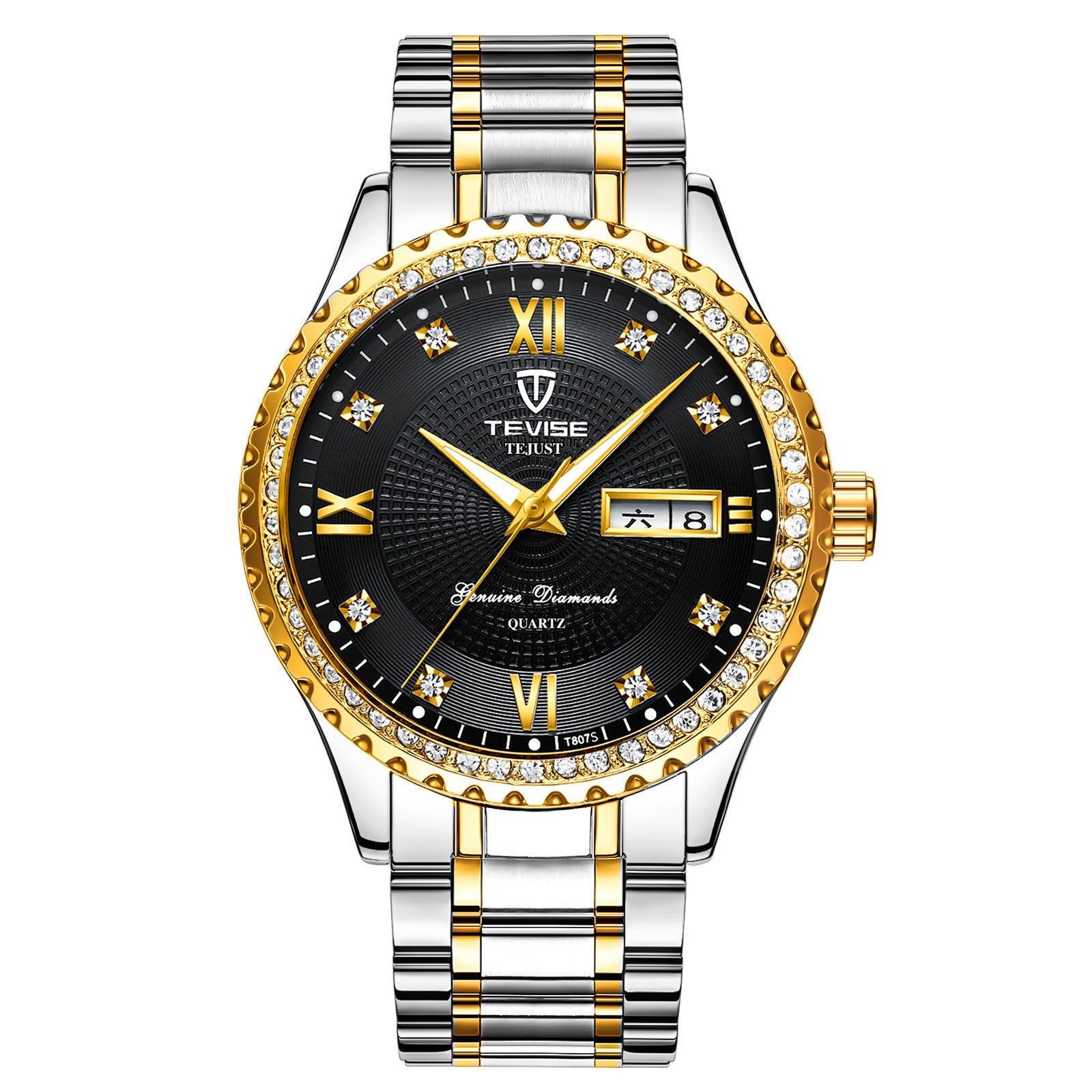 TEVISE Dames Luxe Rhinstone Handgemaakt Automatisch Mechanisch Horloge Waterdicht Roestvrij Staal Lichtgevend Horloge