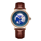 LIGE Brand Women's Quartz Watch World Map Unique Design Waterproof Analog Original Leather Band Women's Quartz Watch