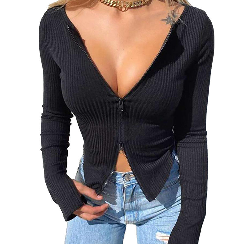Dubbele rits cardigan onderkant Dames shirt