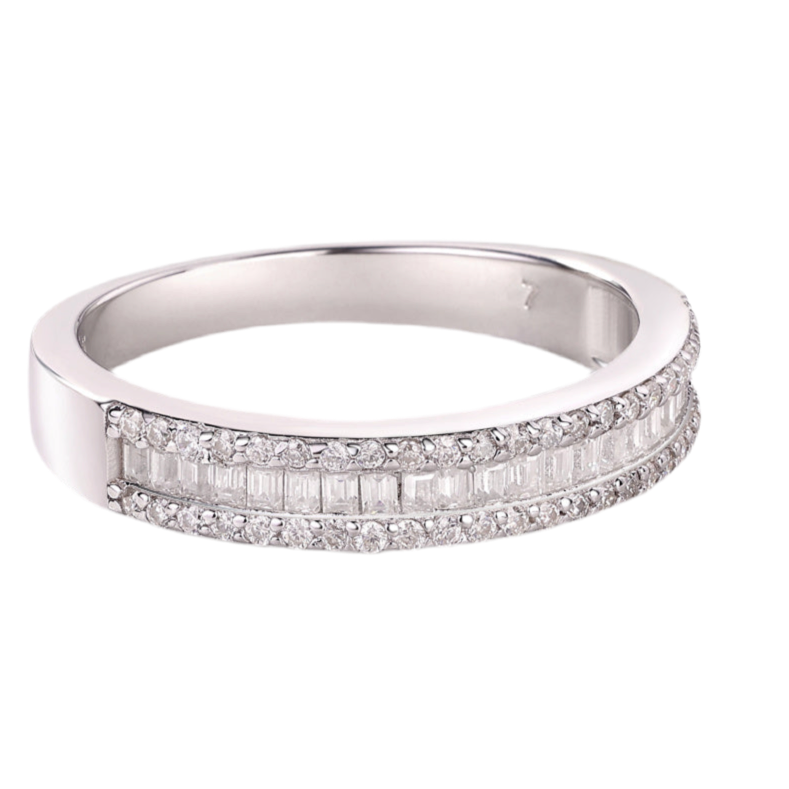 Arrange The Square Diamond Ring Luxury Fashion Moissanite Silver Ring