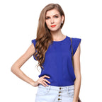 Women's chiffon t-shirt Solid color short-sleeved shirt
