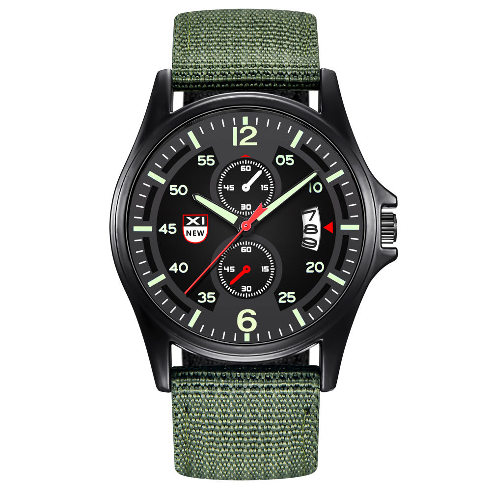 Orologio da polso da uomo al quarzo analogico, impermeabile, in nylon militare, con data, da uomo, con calendario, al quarzo