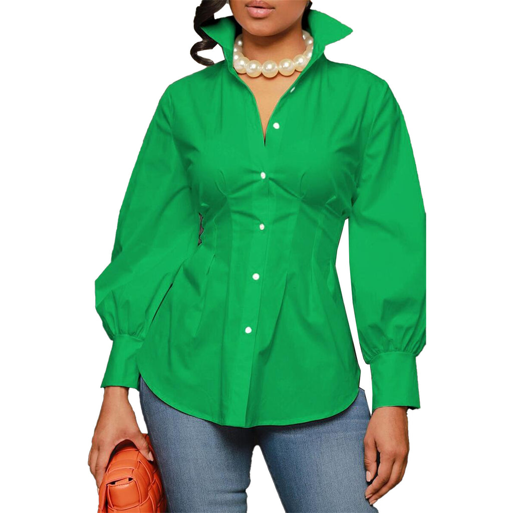 Dames slim fit overhemd met knoopjes