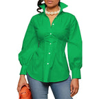 Dames slim fit overhemd met knoopjes