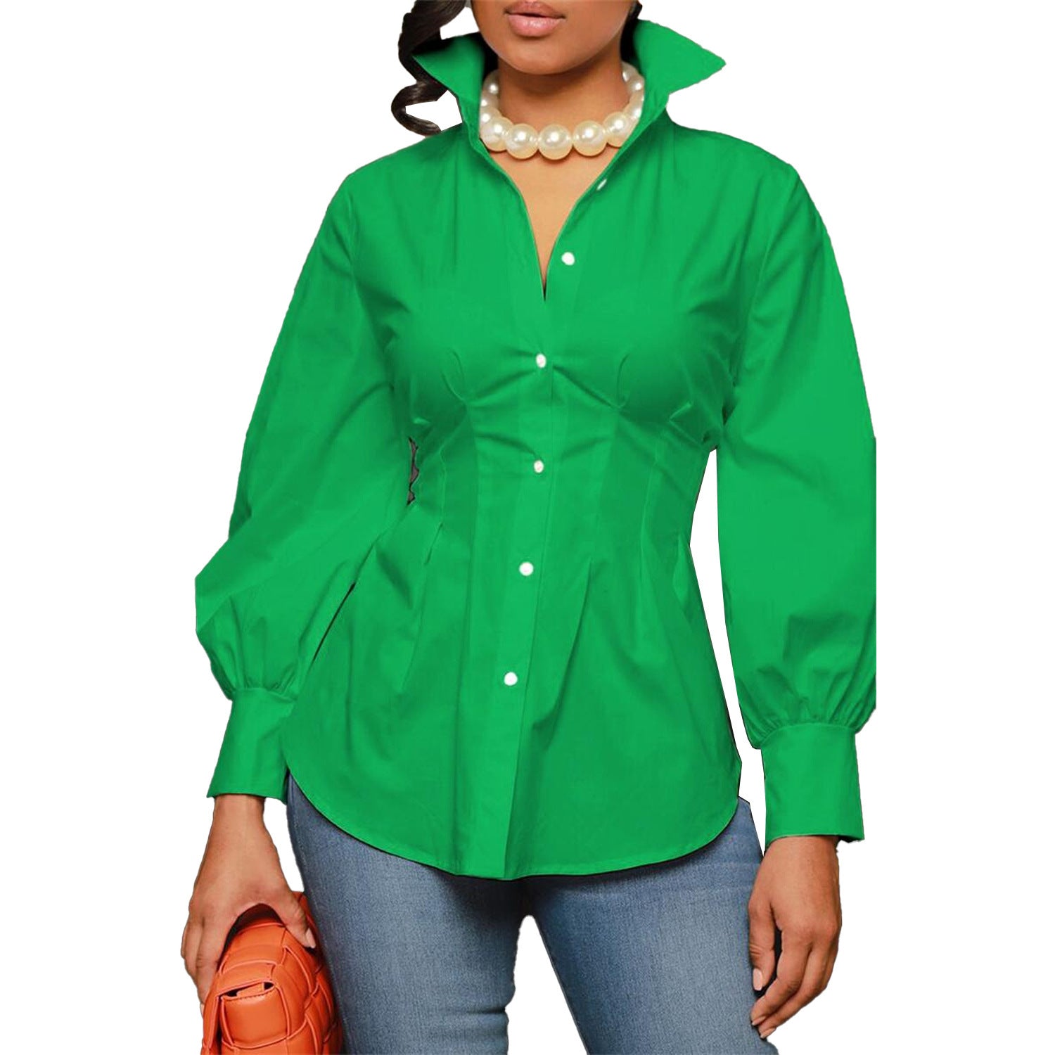 Dames slim fit overhemd met knoopjes
