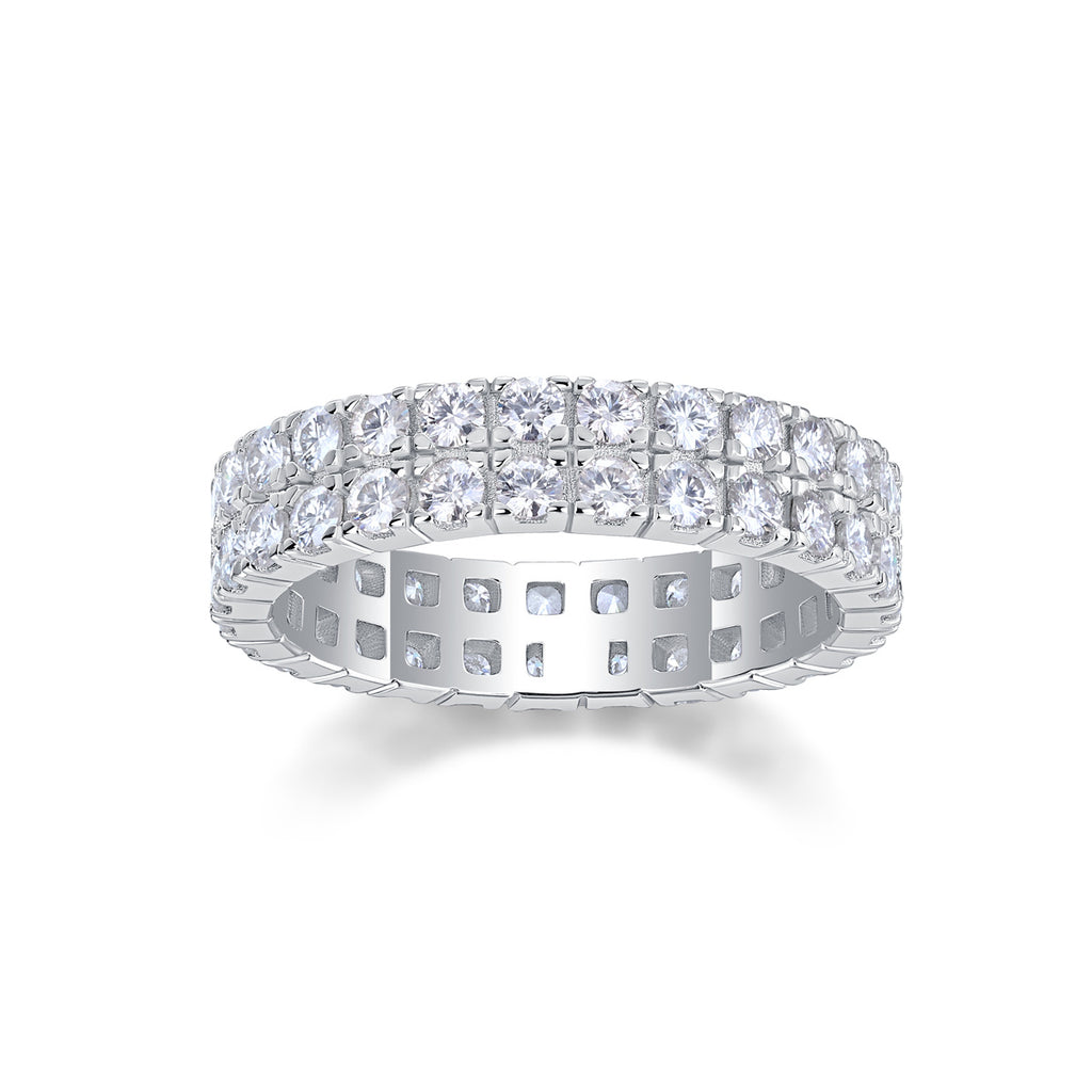 Multi-row Diamond Ring Luxury Fashion Set Moissanite Silver Ring