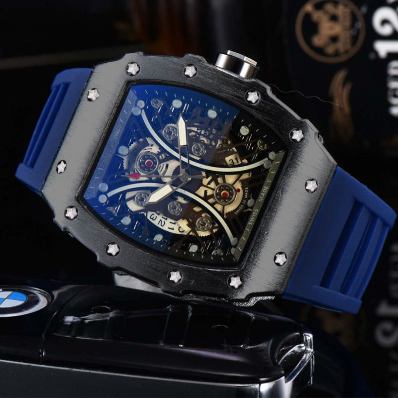 Luxury Automatic Quartz Hollow Luminous Waterproof Barrel-shaped Men's Watch