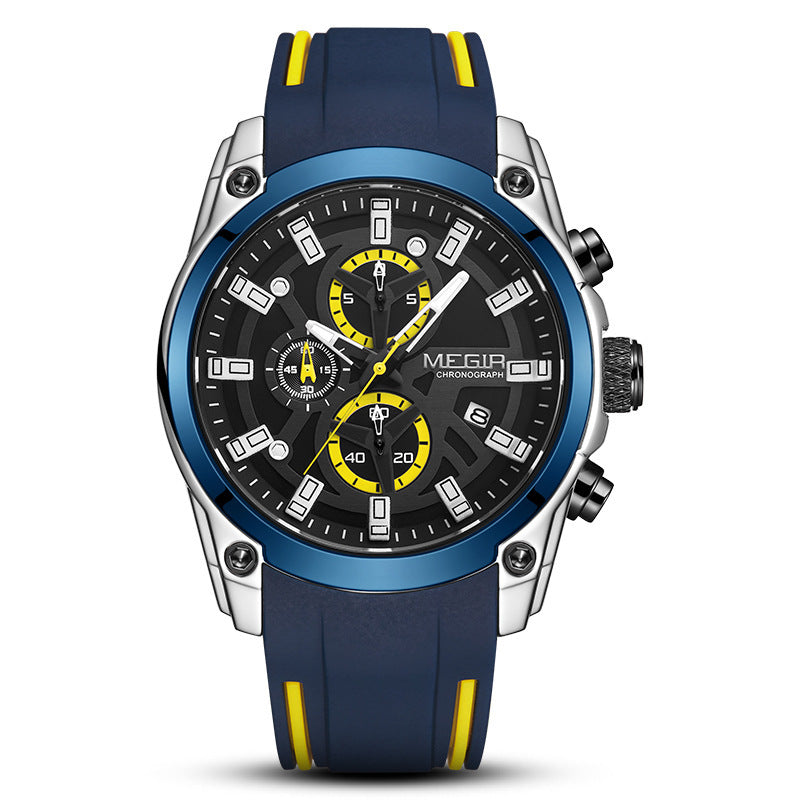 MEGIR Mens Quartz Analog Sports Watch Luminous Chronograph Silicone Band Men's Quartz Sports Watch