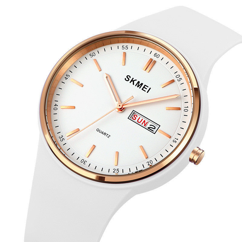 SKMEI Women Quartz Watches Silicone Band Big Dial Waterproof Fashion Casual Simple Quartz Watch Analog Day Date Wrist Watch
