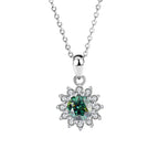 Women's Sterling Silver SUNFLOWER Diamond Pendant Moissanite Necklace