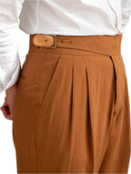 Fashion Retro Breathable Cotton And Linen High Waist Straight-leg Pants