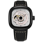 Orologio meccanico automatico da uomo alla moda con quadrante quadrato cavo