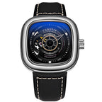 Orologio meccanico automatico da uomo alla moda con quadrante quadrato cavo